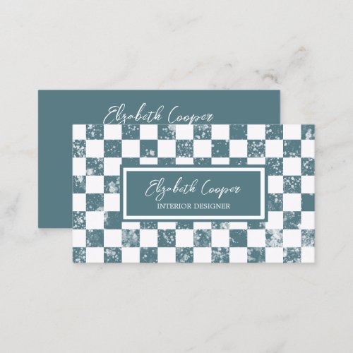 Dusty Blue Chequered Board Business Card