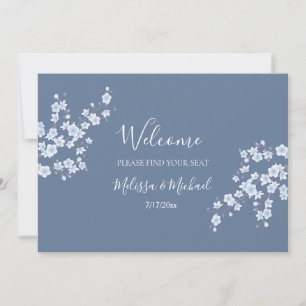 Dusty Blue Cherry Blossom Seating Chart Header Invitation