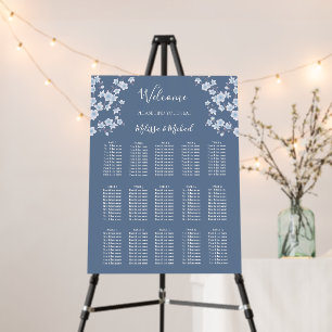 Dusty Blue Cherry Blossom Wedding Seating Chart Foam Board
