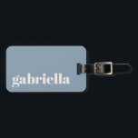 Dusty Blue Chic Bold Typography Personalized Name  Luggage Tag<br><div class="desc">Travel in style with this personalized luggage tag featuring a modern minimalist design. The elegant serif name stands out against a muted blue background, creating a chic and timeless look. Perfect for frequent travelers, business professionals, students, and vacationers who want to easily identify their bags. The back includes space for...</div>