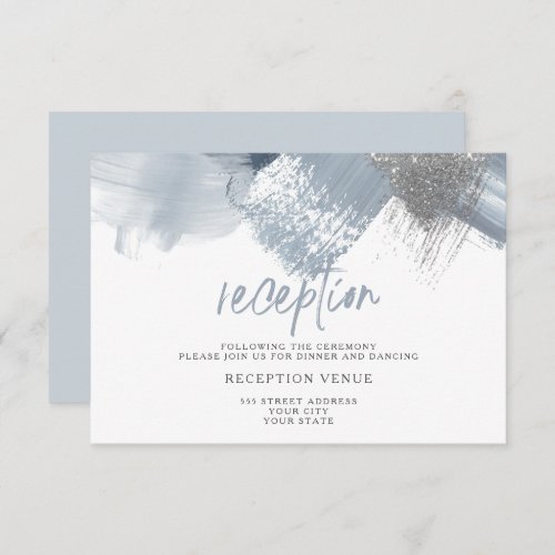 Dusty Blue Chic Brushstrokes Invitation