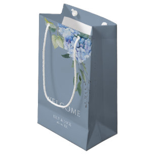 Dusty Blue Chic Floral Blue Hydrangea Wedding Small Gift Bag