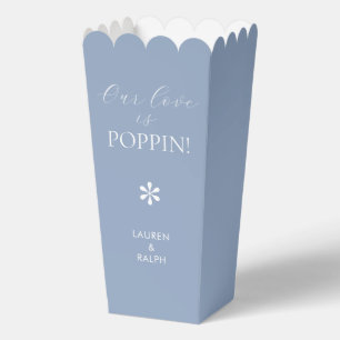 Dusty Blue Chic Minimal Script Wedding Popcorn Favor Boxes