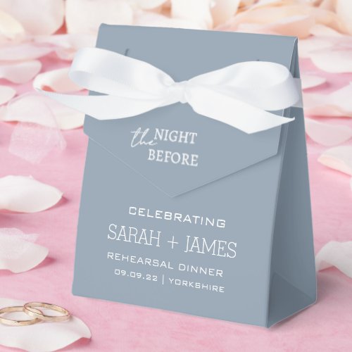 Dusty Blue Chic the Night Before Rehearsal Dinner Favor Boxes