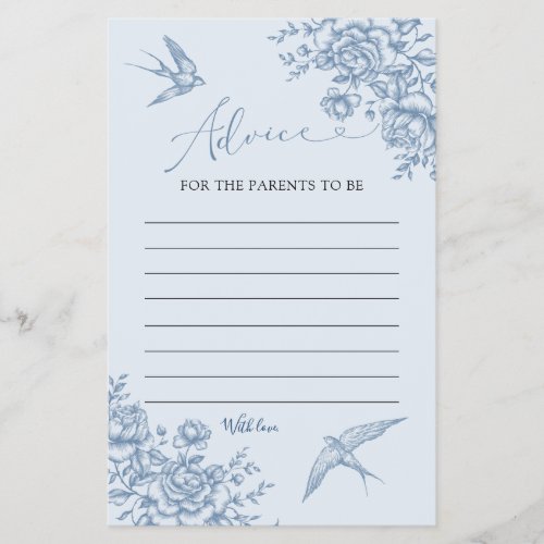 Dusty Blue Chinoiserie Advice for Parents Card