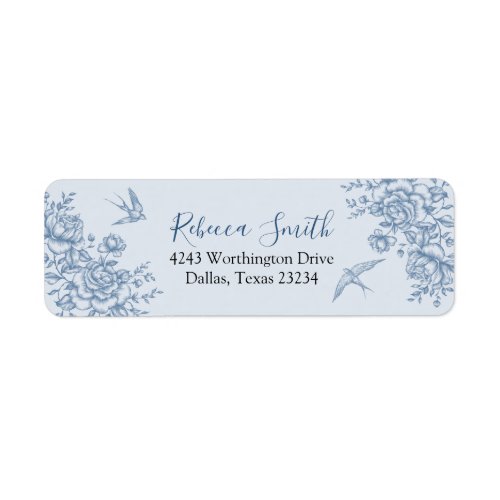 Dusty Blue Chinoiserie Baby Shower Address Label