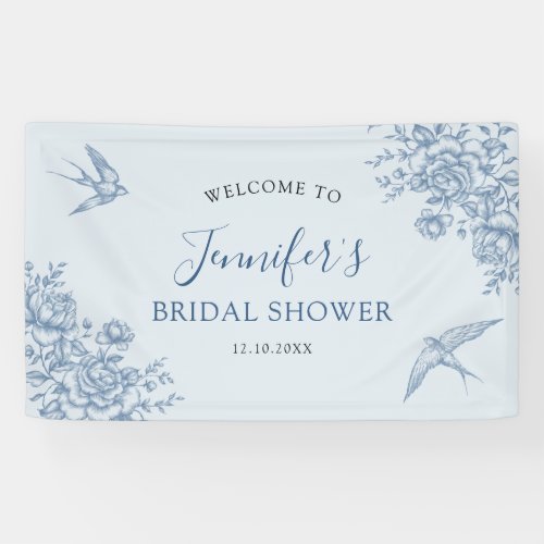 Dusty Blue Chinoiserie Baby Shower Large Banner