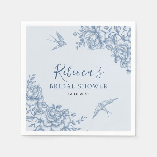 Dusty Blue Chinoiserie Baby Shower Paper Napkin