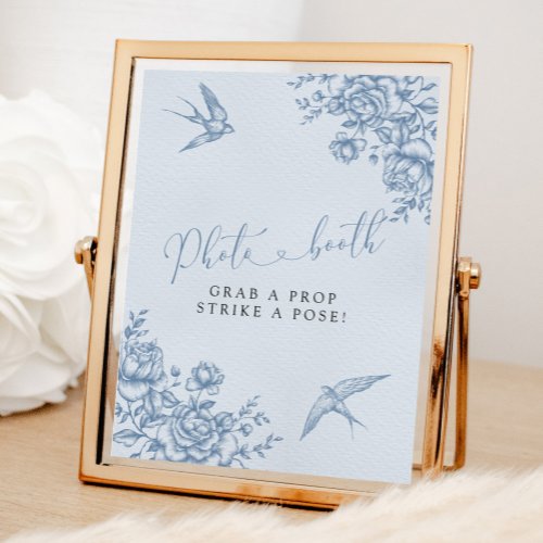 Dusty Blue Chinoiserie Baby Shower Photo Booth Poster