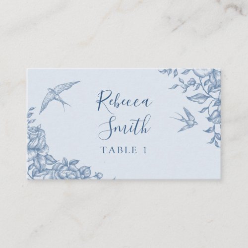 Dusty Blue Chinoiserie Baby Shower Place Card
