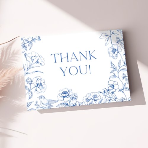 Dusty Blue Chinoiserie Baby Shower Thank You Card