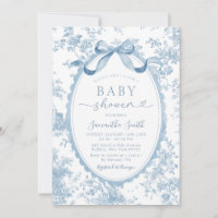 Dusty Blue Chinoiserie Bow Toile Girl Baby Shower