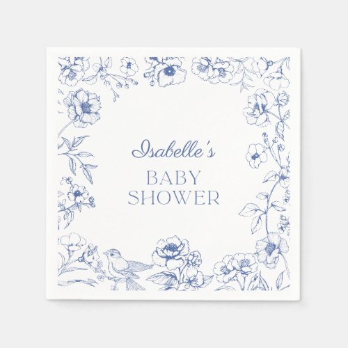 Dusty Blue Chinoiserie Boy Baby Shower Napkins