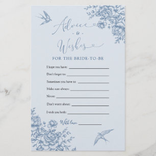 Dusty Blue Chinoiserie Bridal Advice and Wishes