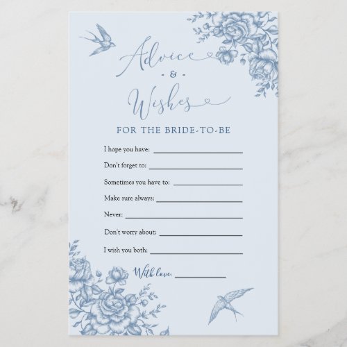 Dusty Blue Chinoiserie Bridal Advice and Wishes