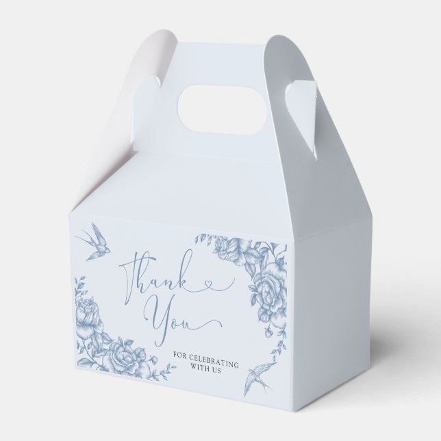 Dusty Blue Chinoiserie Bridal Shower Favor Boxes (Front Side)