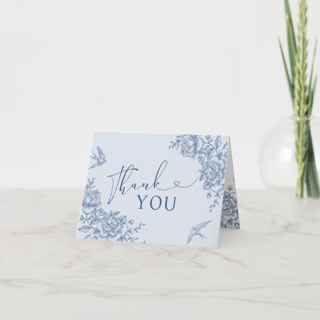 Dusty Blue Chinoiserie Bridal Shower Folded Card (Front)