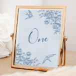 Dusty Blue Chinoiserie Bridal Shower Table Number<br><div class="desc">Dusty Blue Chinoiserie Bridal Shower Table Number</div>