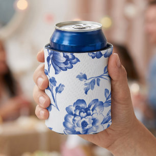 Dusty Blue Chinoiserie Can Cooler