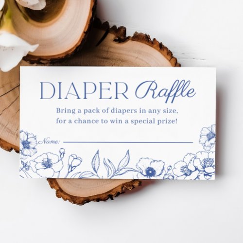 Dusty Blue Chinoiserie Diaper Raffle Ticket Enclosure Card