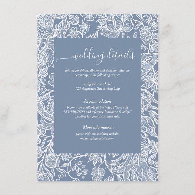 Dusty Blue Chinoiserie Floral  enclosure cards (Front)