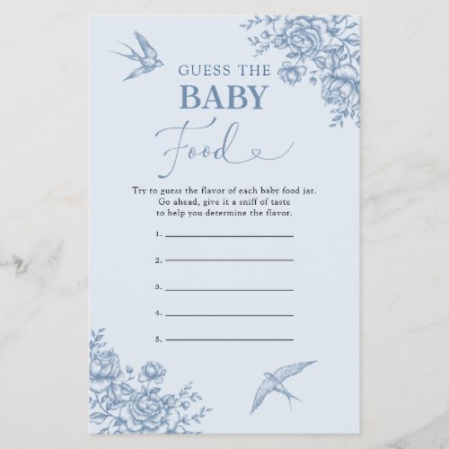 Dusty Blue Chinoiserie Guess Baby Food Game