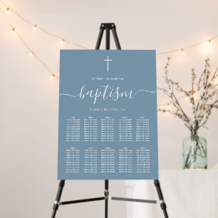 Dusty Blue Christening Baptism Seating Chart Foam Board