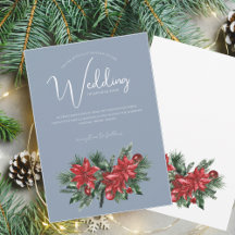 Dusty Blue Christmas Poinsettia Wedding
