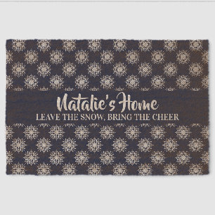 Dusty Blue Christmas Snowflake Welcome Fiber Doormat
