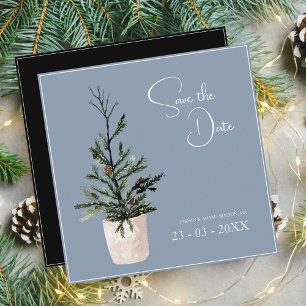 Dusty Blue Christmas Tree Wedding Save The Date