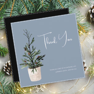 Dusty Blue Christmas Tree Wedding Wedding  Thank You Card