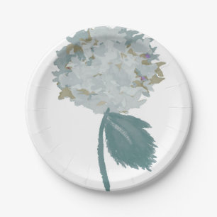 Dusty Blue Chrysanthemum Paper Plates