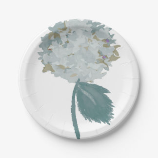 Dusty Blue Chrysanthemum Paper Plates