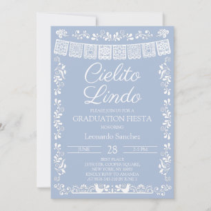Dusty Blue Cielito Lindo Graduation Fiesta Invitation