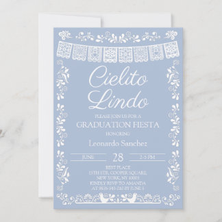 Dusty Blue Cielito Lindo Graduation Fiesta Invitation