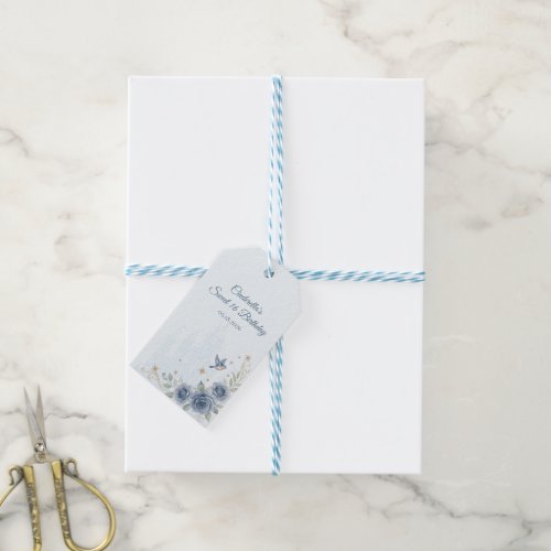 Dusty Blue Cinderella Sweet 16 Fairytale Favor Gift Tags
