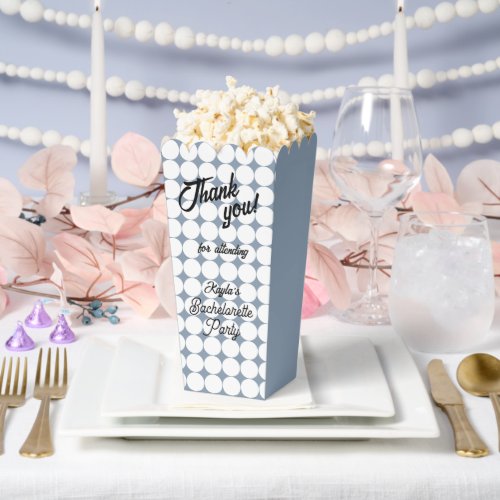 Dusty Blue Circle Pattern Bachelorette Party Favor Boxes