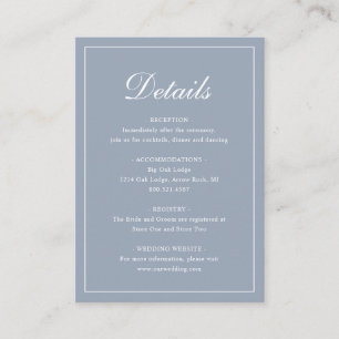 Dusty Blue Classic Elegant Wedding Enclosure Card
