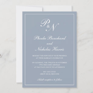 Dusty Blue Classic Elegant Wedding Invitation