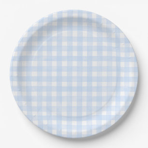 Dusty Blue Classic Gingham Paper Plates