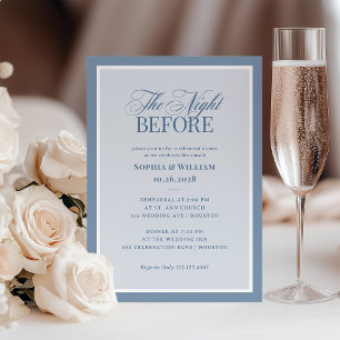 Dusty Blue   Classic Luxe Elegant Rehearsal Dinner Invitation