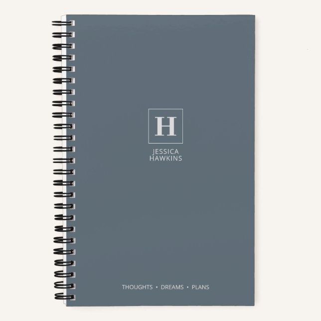 Dusty Blue Classic Monogram Notebook (Front)