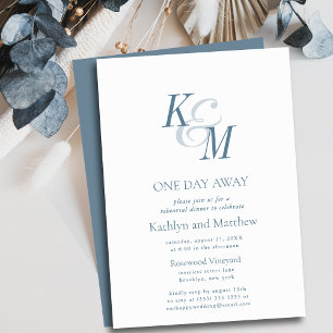Dusty Blue Classic Monogram One Day Away Invitation