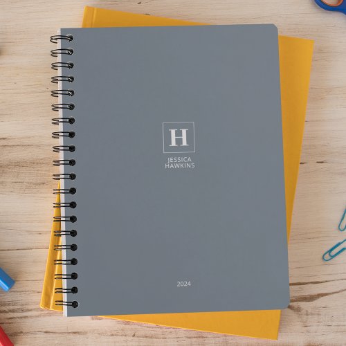 Dusty Blue Classic Monogram Personal 2024 Weekly Planner