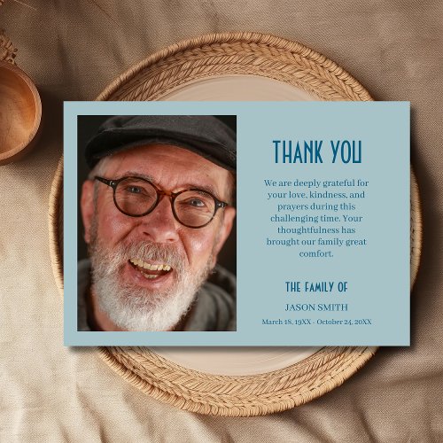 Dusty Blue Classic Personalized Photo Funeral 