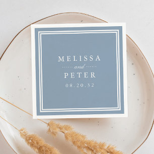 Dusty Blue Classic Personalized Wedding Napkins