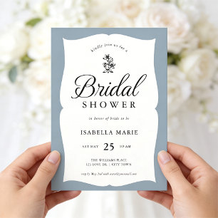 Dusty Blue Classic Regency Bridal Shower Invitation