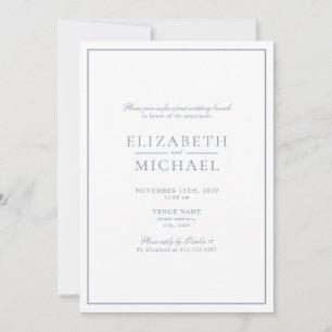 Dusty Blue Classic Script Post Wedding Brunch Invitation
