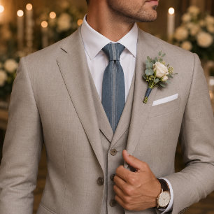 Dusty Blue Classic Textured Wedding & Business Neck Tie