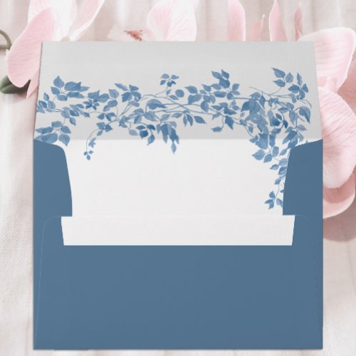 Dusty Blue Classic Vintage Floral Garden Wedding Envelope